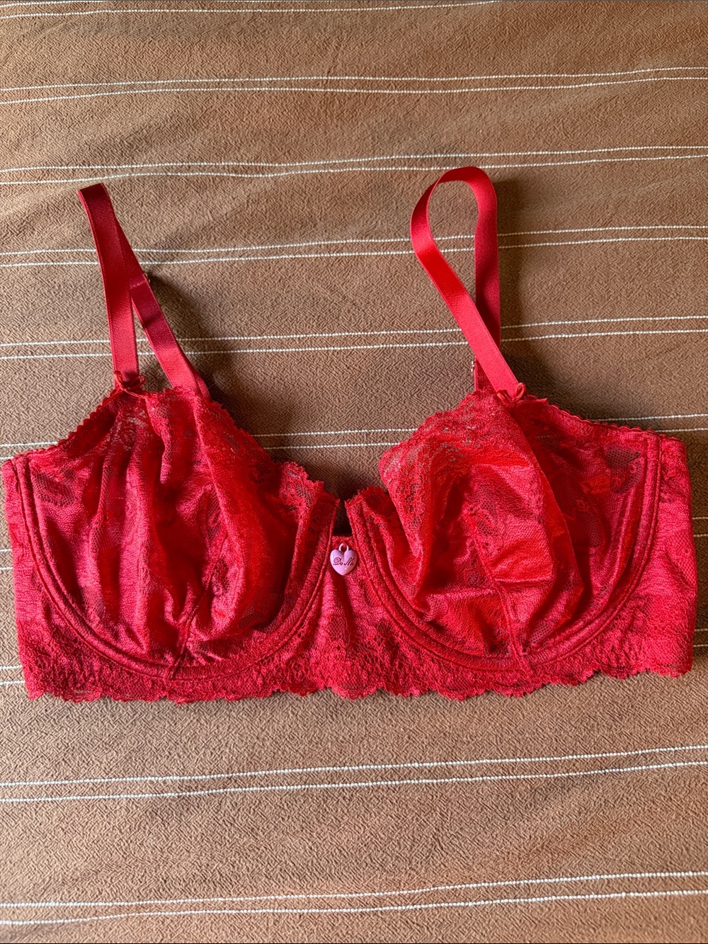 Savage X Fenty Red Lace Underwire Longline Bra